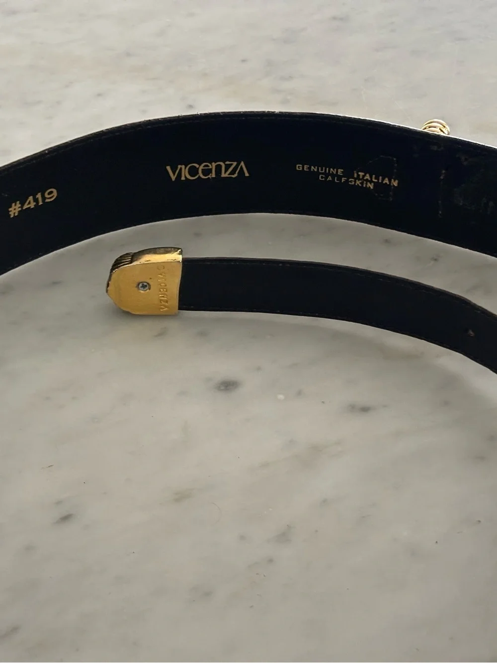 Vintage Vicenza Brown Leather Belt with Gold Hardware
